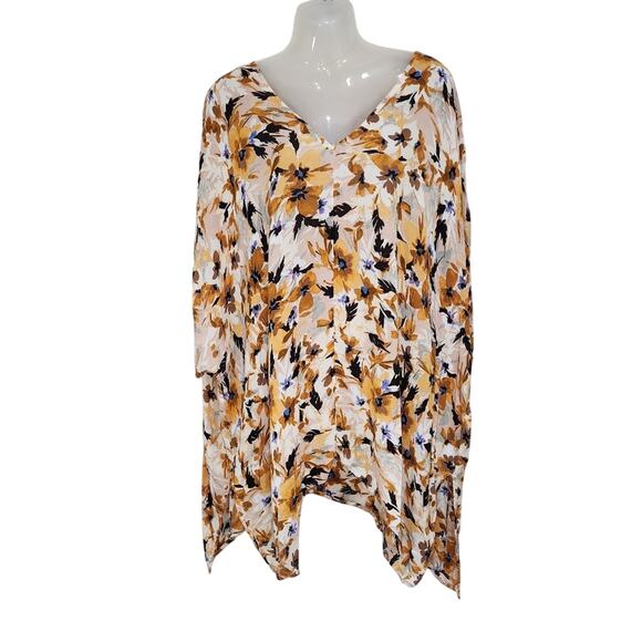 O’Neill Swim Cover Up Bathing Suit Cover Flowy Mini Dress Yellow Floral Size M/L - Picture 1 of 11